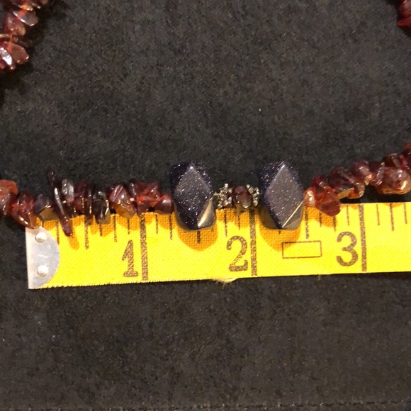 VTG Garnet /Blue Gold Stone 925 Sterling Silver Clasp Necklace. New Condition. - Picture 14 of 15